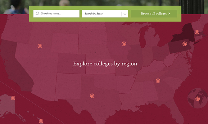 Screenshot: Map demonstrating the many college nationwide that accept CommonApplication
