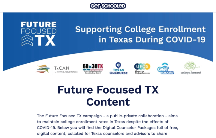 Screenshot of Future Focused TX homepage