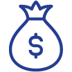 Icono: bolsa de dinero con el signo de dólar en él