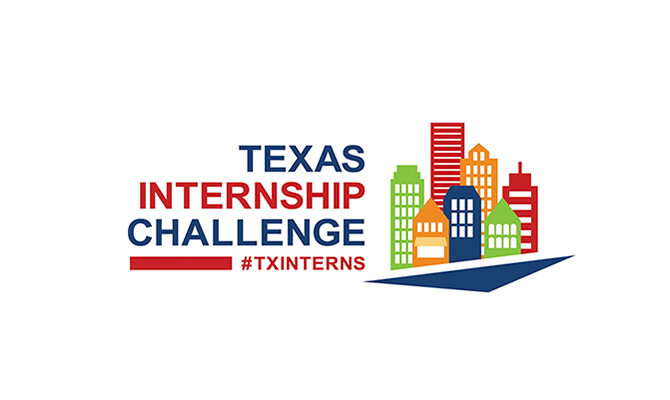 Internship Challenge logo: road leading into cityscape 