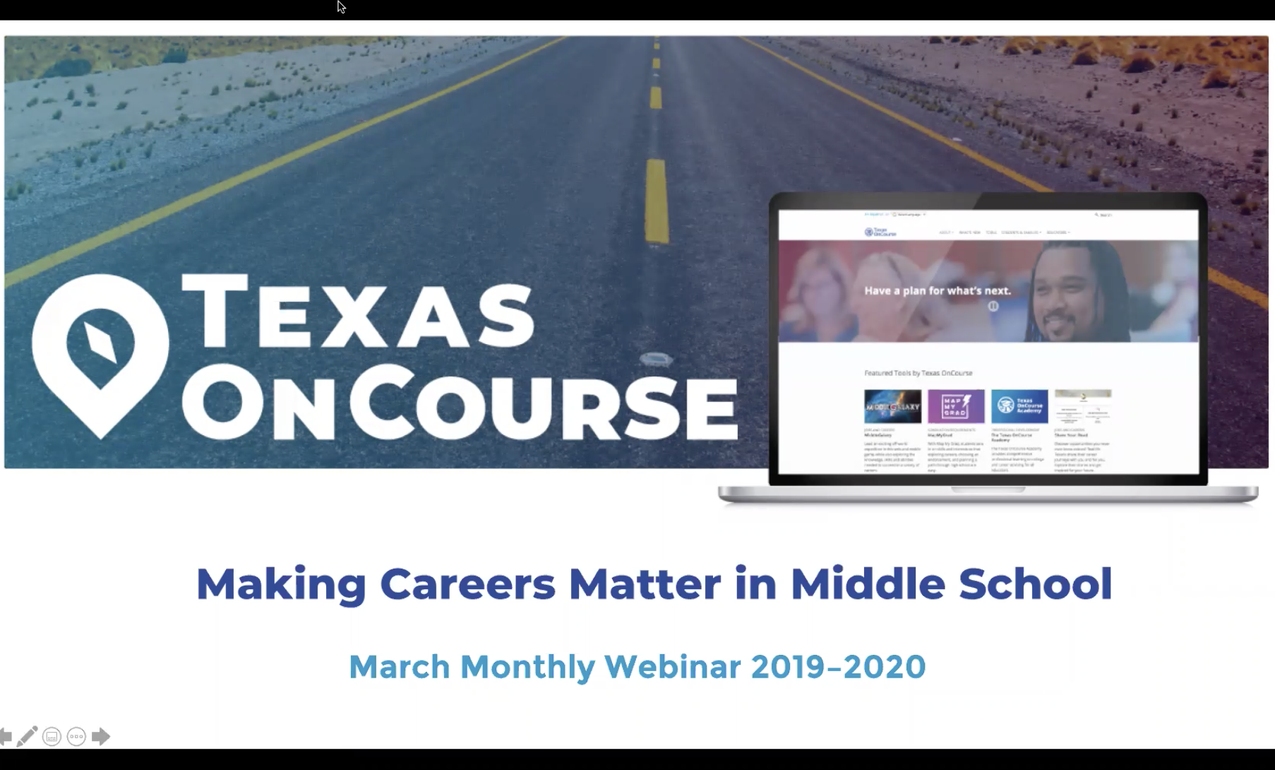 Webinar titled making careers matter in middle school
