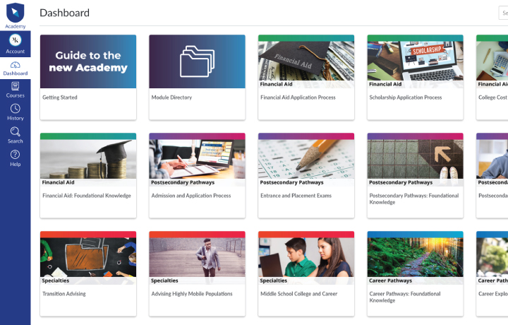 Screenshot of Academy dashboard